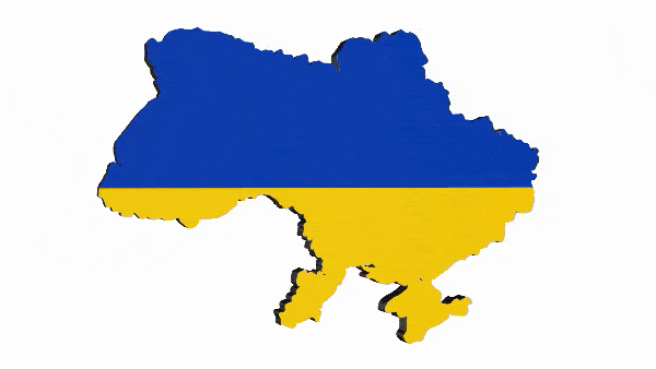 Анимированный 3D флаг Украины в форме территории