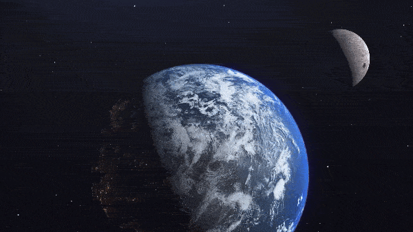 Земля и луна в космосе крупным планом