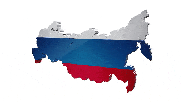 Анимированный 3D флаг России в форме территории