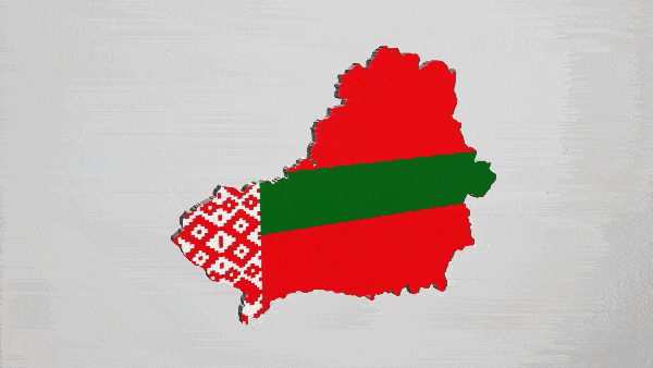 Анимированный 3D флаг Белоруссии в форме территории