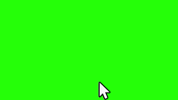стандартный курсор мышки, клик на зелёном фоне