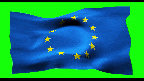 флаг Европейского Союза на хромакее, на зелёном фоне