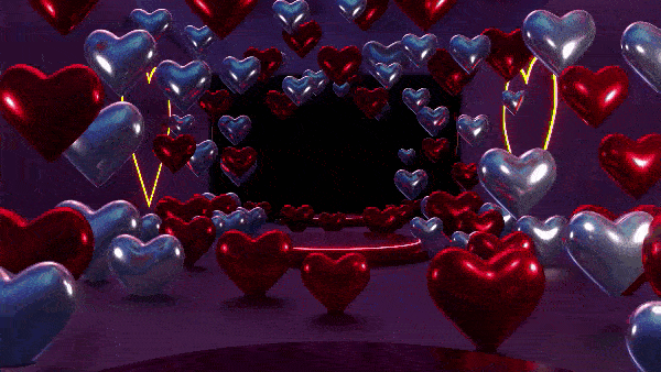 футаж 3D шарики и неоновые сердца