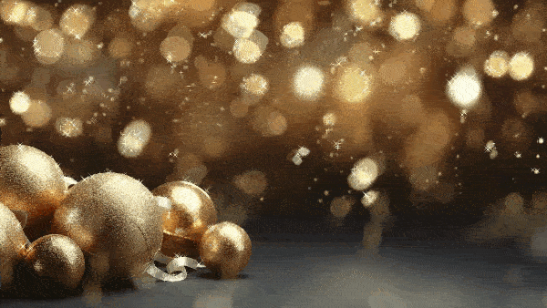 Скачать видео, футаж новогодний анимированный фон с золотыми новогодними  шарами и бликами