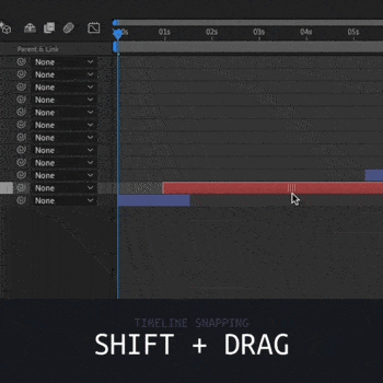 Shift + Drag = Snapping in Timeline