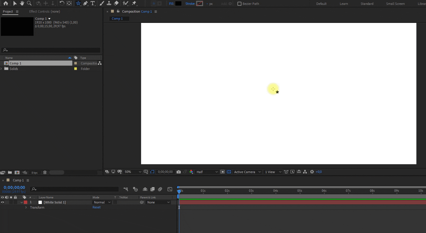 Как вернуть фигуре «Звезда» первоначальные настройки в After Effects
